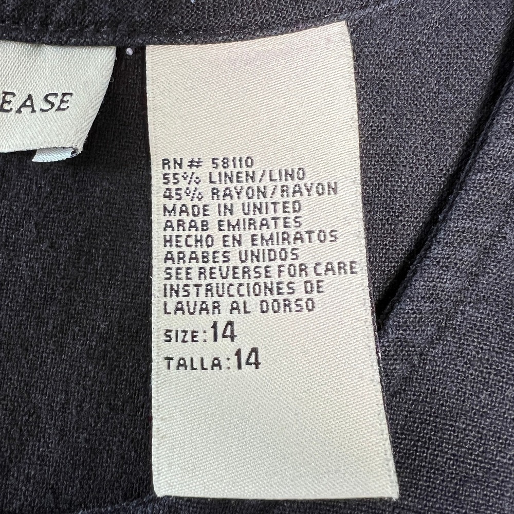 Studio Ease Linen Blend Maxi Dress Sz 14 Black Minimalist Art Teacher Lagenlook - Picture 5 of 6